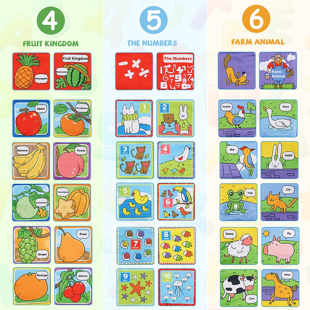 SNOWIE SOFT Cloth Books for Babies 0–3 Years with 18pcs Crinkle Waterproof Pages | Sensory Learning Toddler Toy