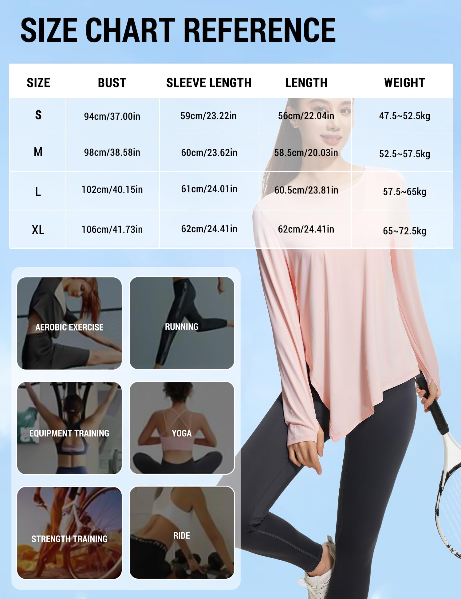 Venzina Women’s Slim Long Sleeve Top for Yoga and Running with UPF50+ and Thumbholes | Light Pink