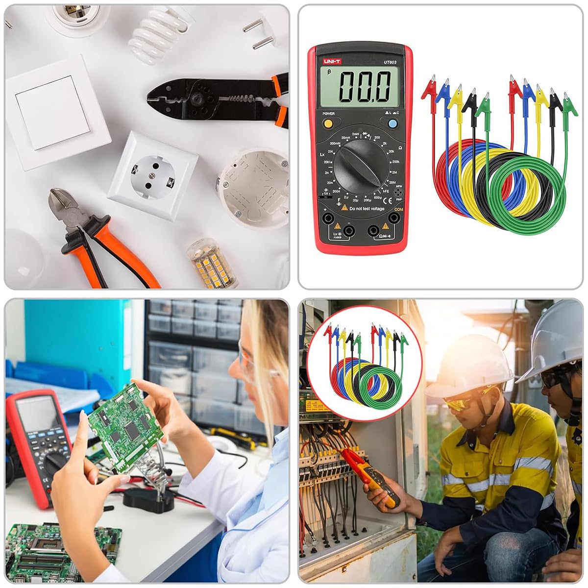 Serplex Crocodile Clip Wires for Electrical Testing with Dual Ends and Silicone Insulation 3.3 ft