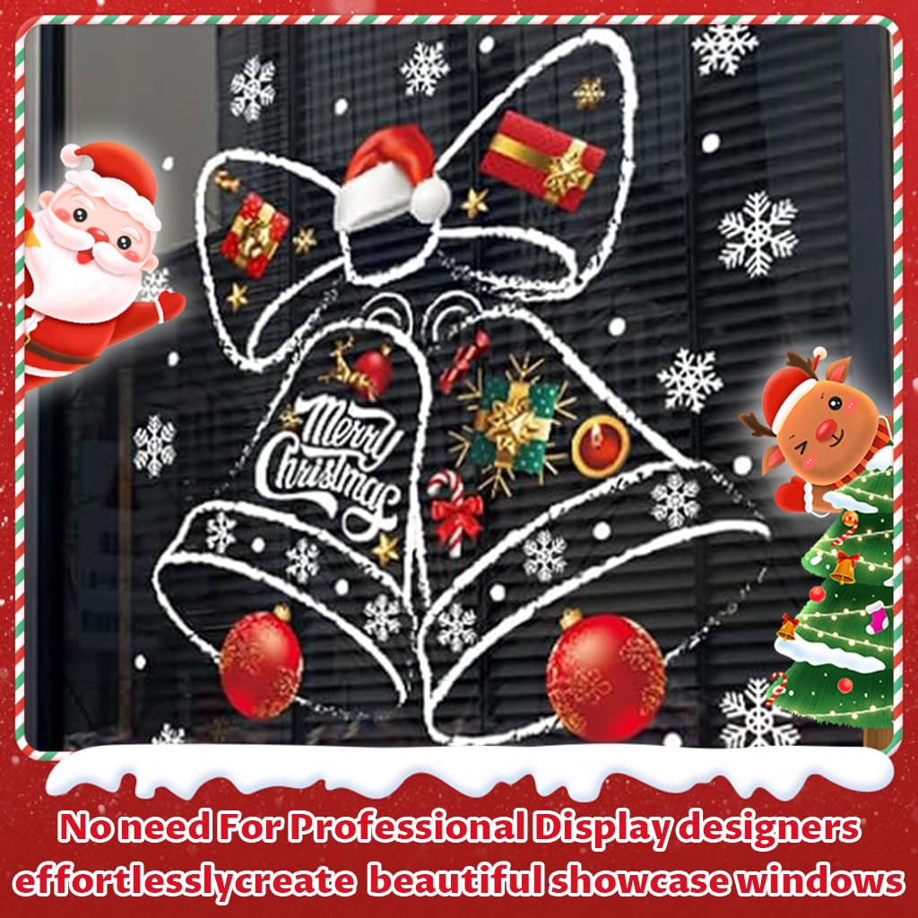HASTHIP Christmas Window Clings Decorations for Home and Office featuring Static Cling PVC 45x60cm | Reusable Festive Glass Stickers