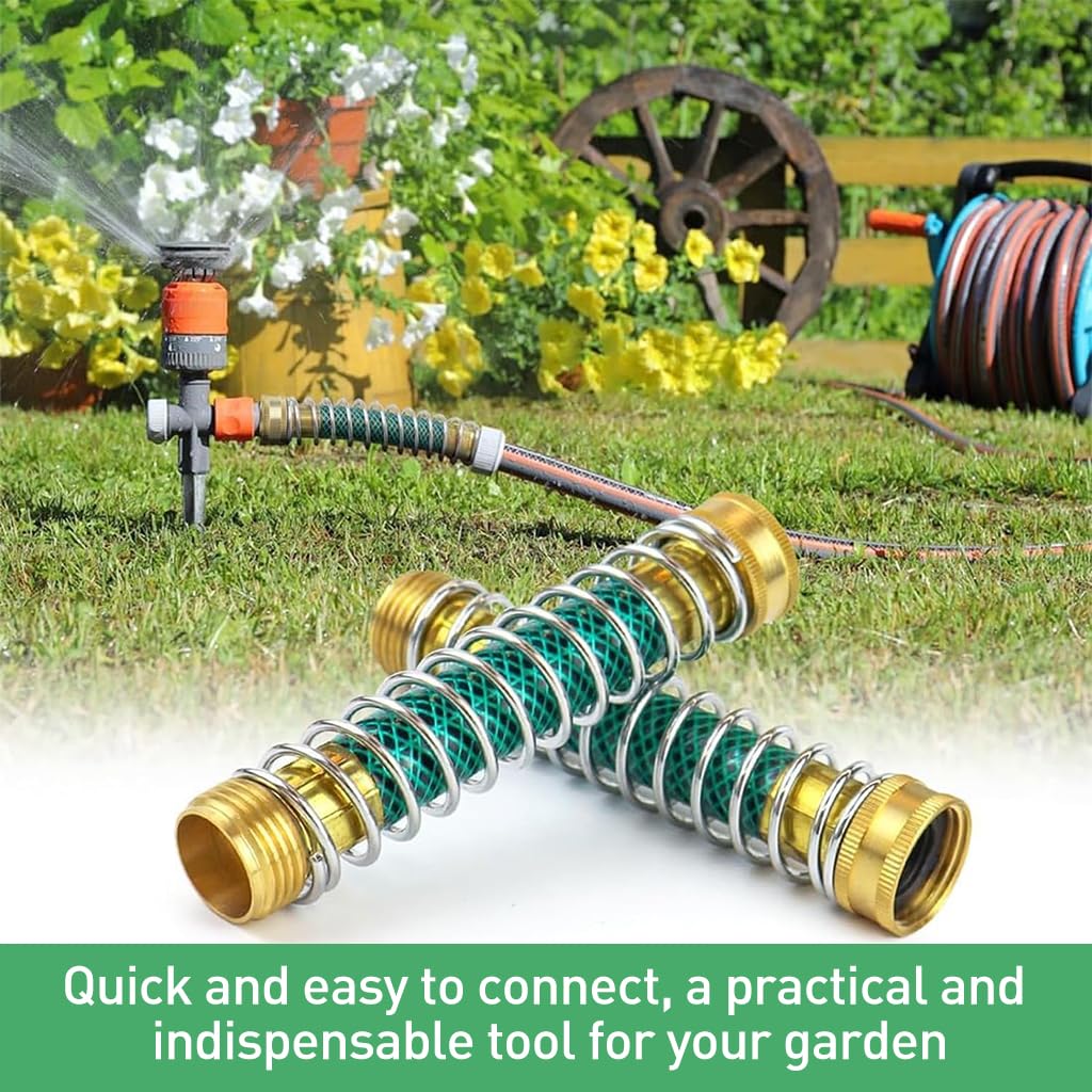 HASTHIP Garden Hose Connector Adapter for Faucets with 5.7 in Extender and Coil Spring | Brass