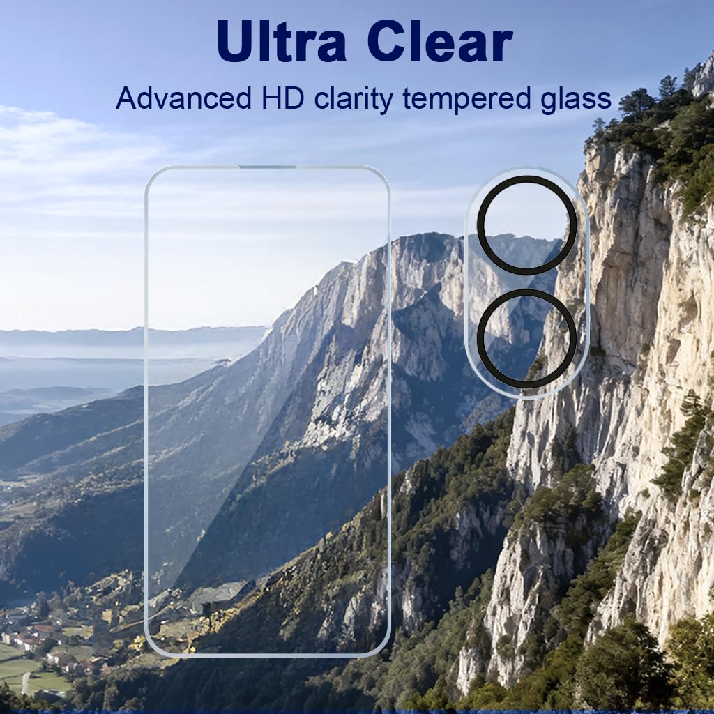 ZORBES iPhone 17 Screen Protector Set with 3+3 Tempered Glass and Snap-On Lens Covers | Bubble-Free Installation