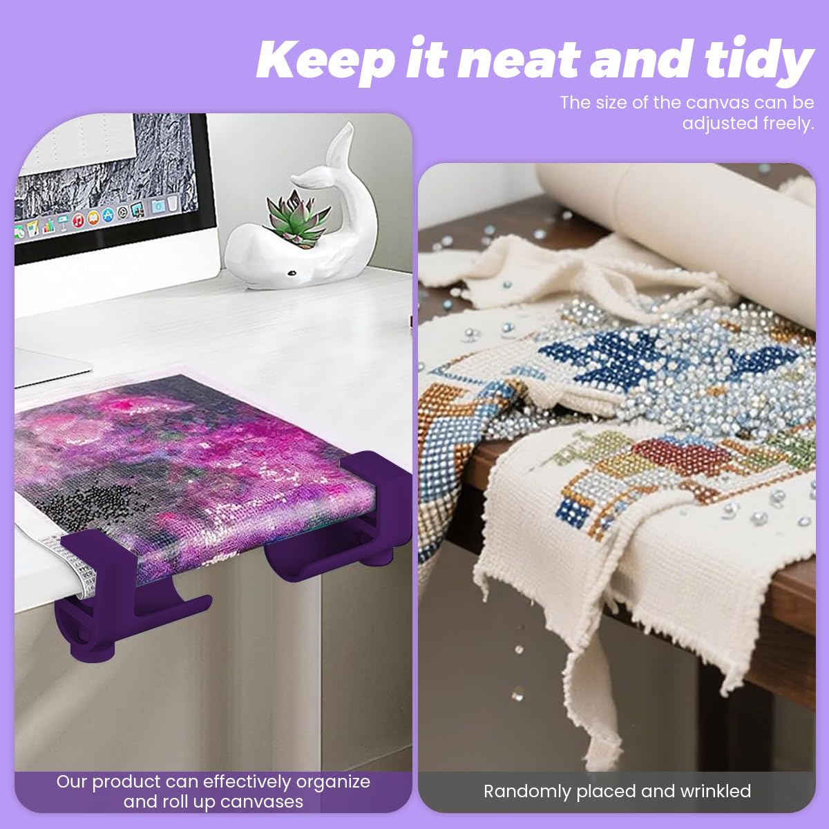 HASTHIP Desk Mounted Canvas Holder Kit for Diamond Painting with Adjustable Anti Crease Grips