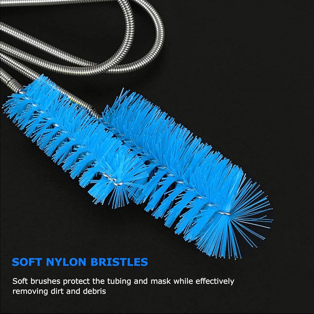 Serplex® 6.5Ft Flexible Stainless Steel CPAP Tube Cleaning Brush with 7'' Spiral Brush, 7 Inches Handy Stainless Steel Wire Bristle Brush its for Standard 22mm Diameter Tubing 3 PCS