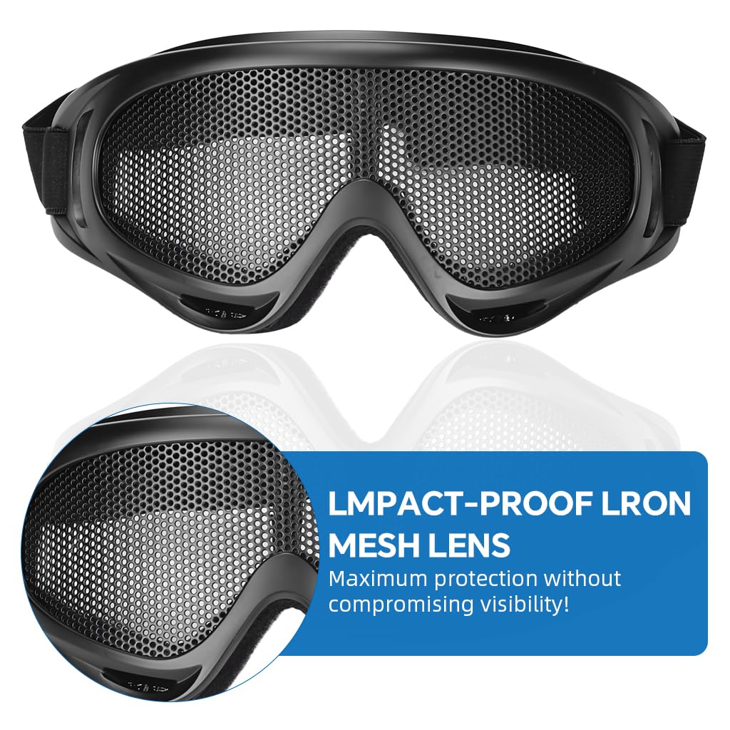 PROBEROS Tactical Mesh Goggles for Airsoft and Paintball featuring 0.7mm Steel Mesh | Anti Fog Eye Protection with Adjustable Strap
