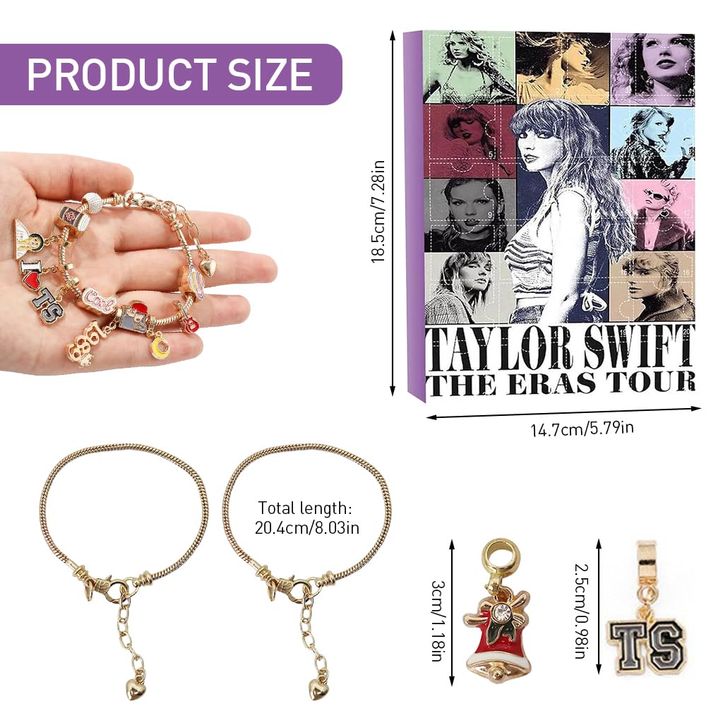 SANNIDHI Advent Calendar Bracelet Making Kit with 22 Charms and 2 Friendship Bracelets | Christmas Jewelry Gift for Women and Girls