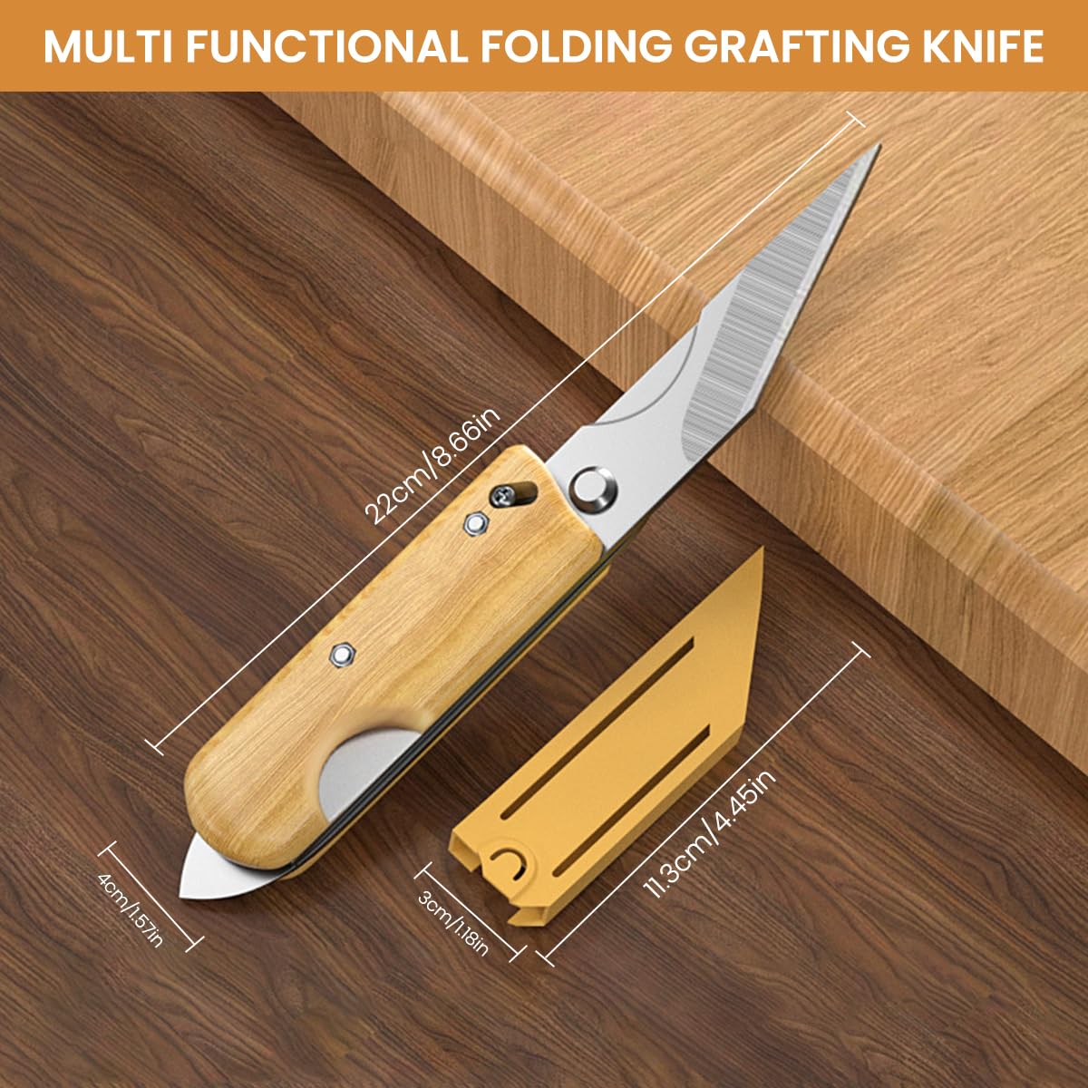 HASTHIP Grafting Cutter Tool 3 in 1 for Gardening with Wooden Handle and Rugged Steel | 2PCS