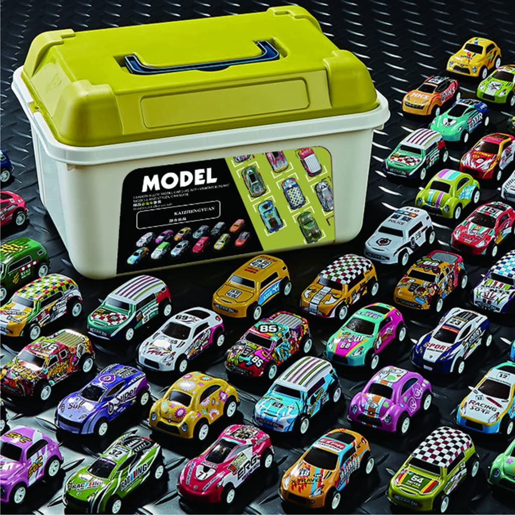 PATPAT Mini F1 Race Car Toy Set for Kids featuring 20pcs Pull Back Alloy Cars with Storage Bucket