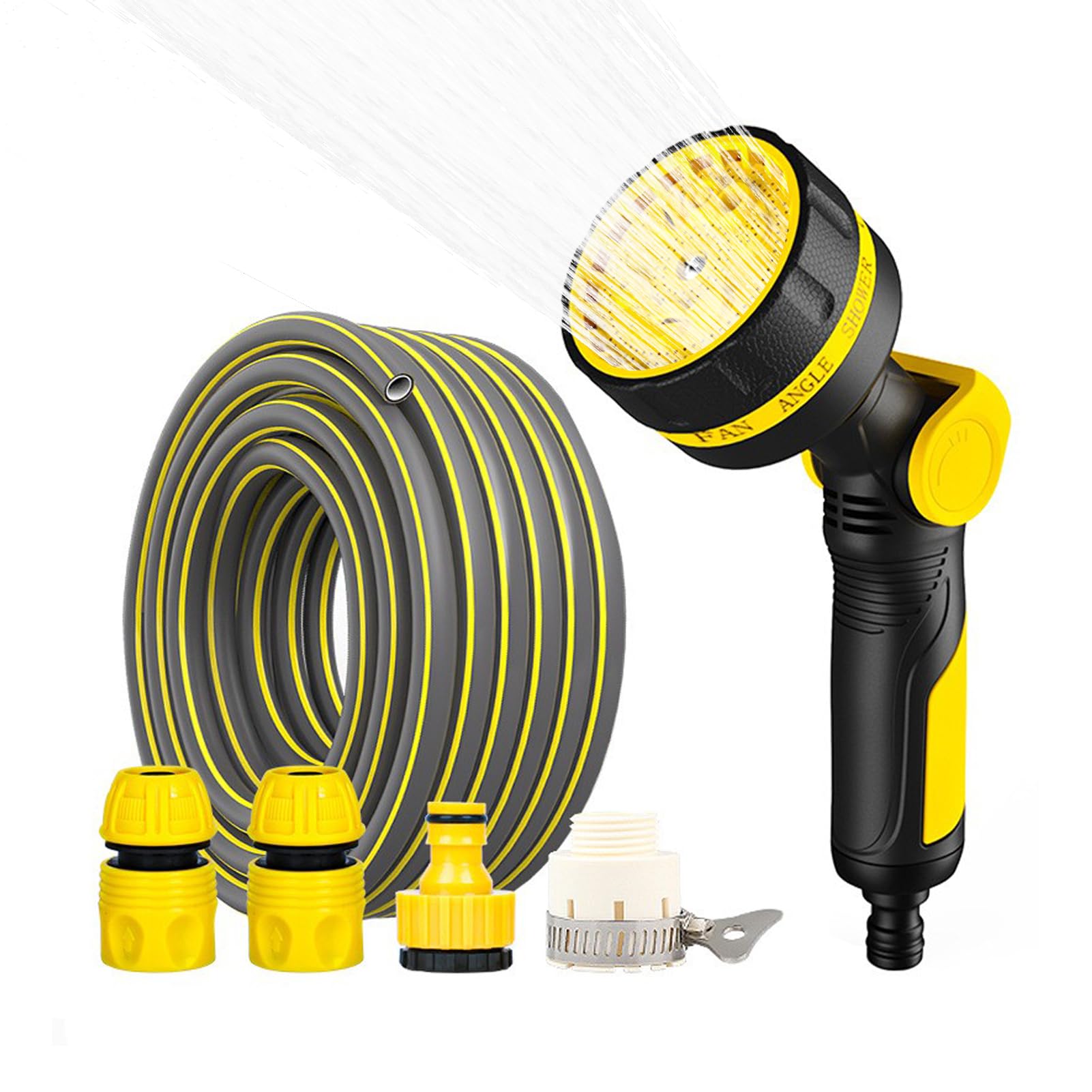 Proberos® 15M Garden Hose Water Sprayer Kit,10 Spray Modes,Pressurized Water Sprayer with Adjustable Flow Anti-Leak Connectors Kink-Resistant Garden Hose Kit for Lawn Car & Outdoor Cleaning
