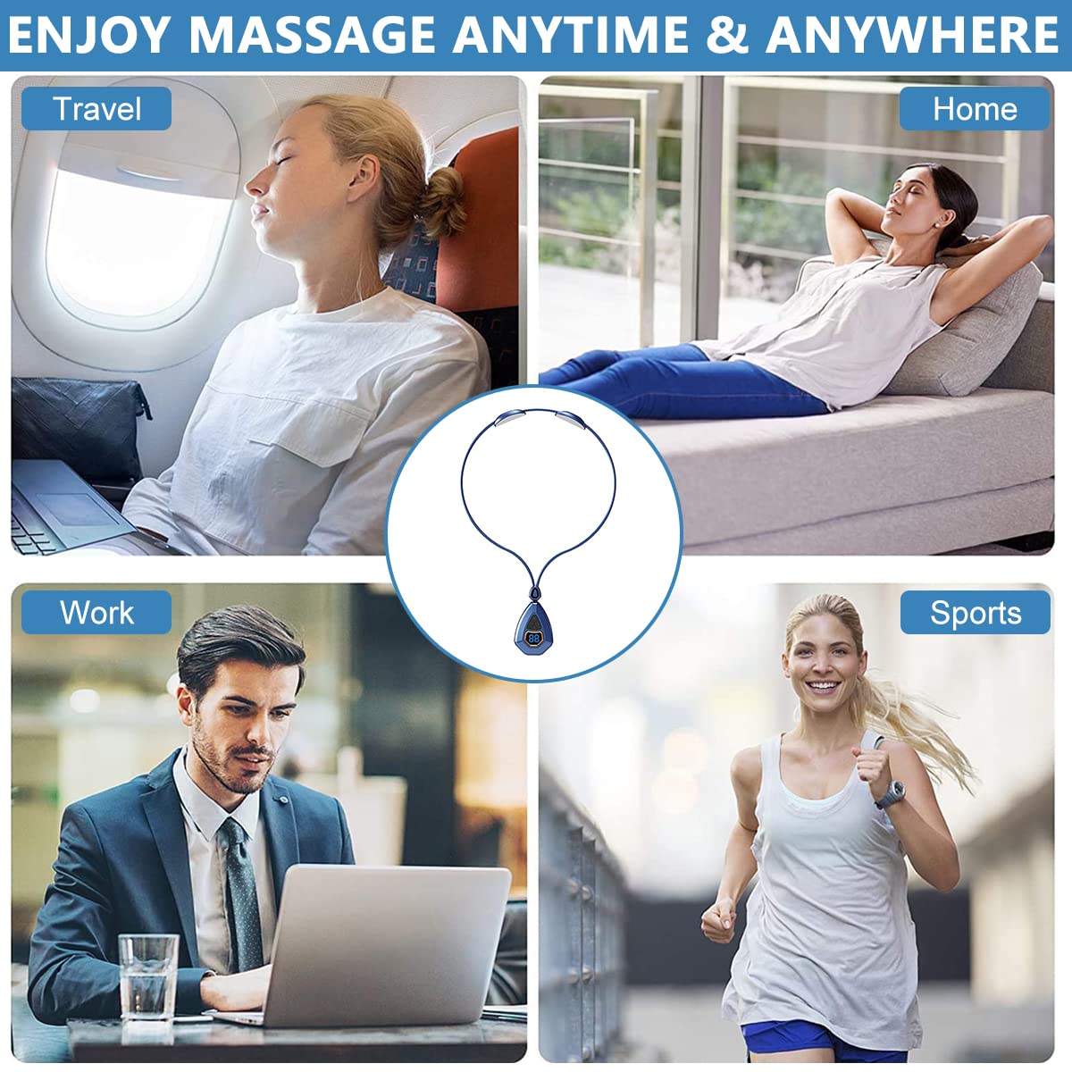 HANNEA EMS Electric Neck Massager for Home and Travel with Heat Therapy & 5 Modes | 15 Level Adjustable Pulse Relief