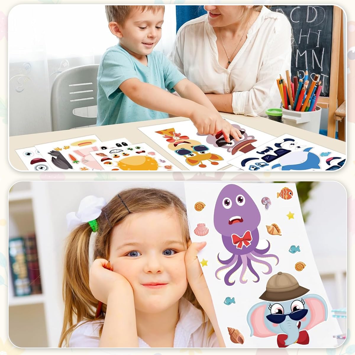 PATPAT DIY Face Stickers Set for Kids with 12 Cartoon Animal Sheets | Fun Emotional Learning Craft