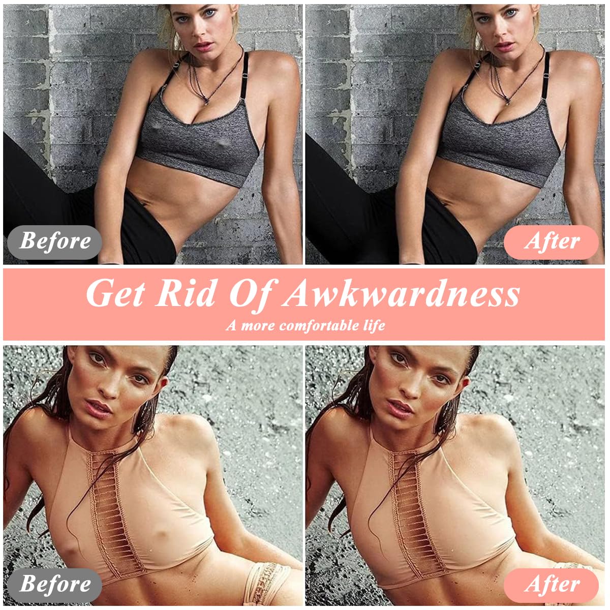 PALAY Nipple Covers for Evening Gown and Party Dress featuring 2 Pairs 6.5cm Silicone Pads | Reusable Invisible Adhesive Design