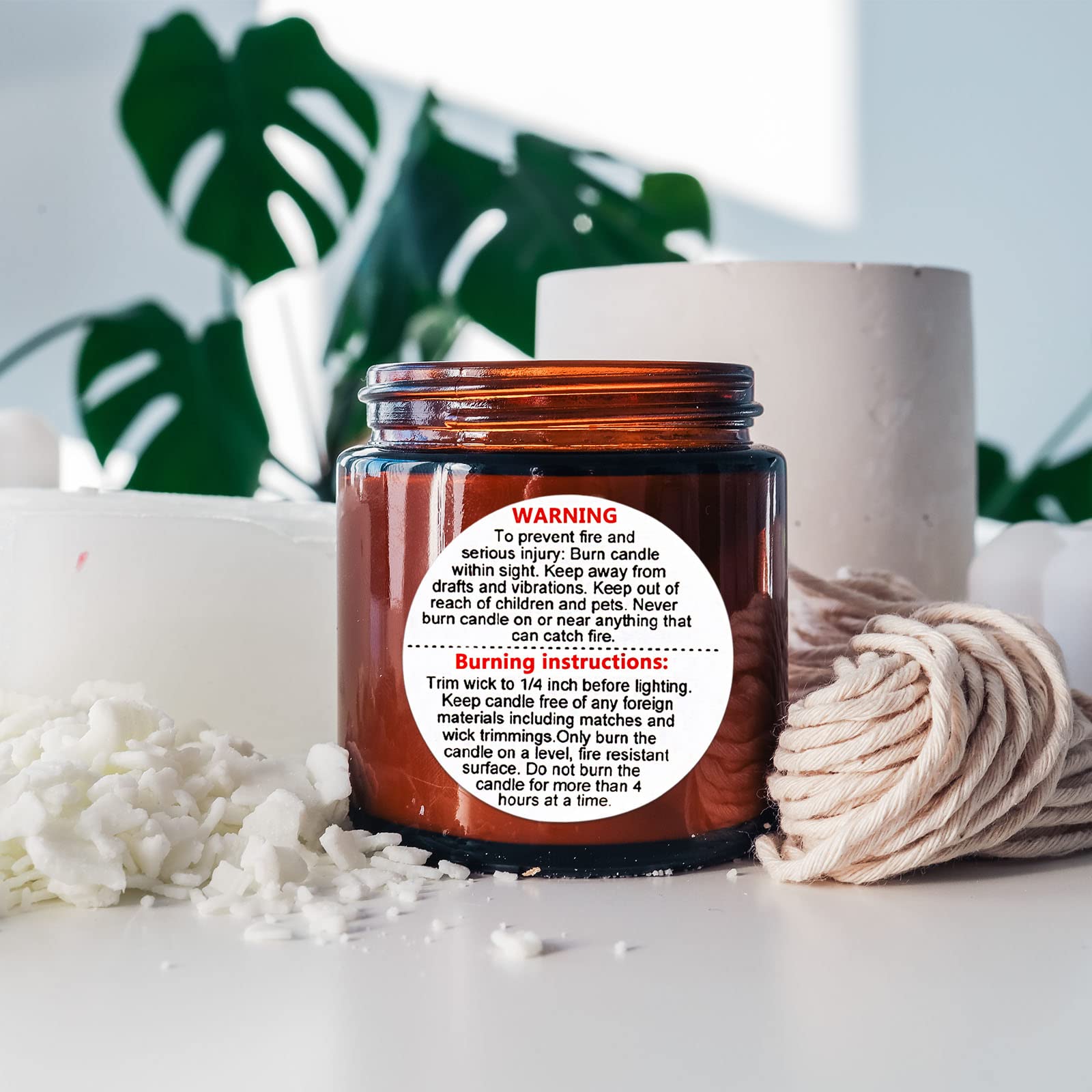 HASTHIP Candle Warning Sticker for Jars and Making | 500 Self-Adhesive Safety Labels