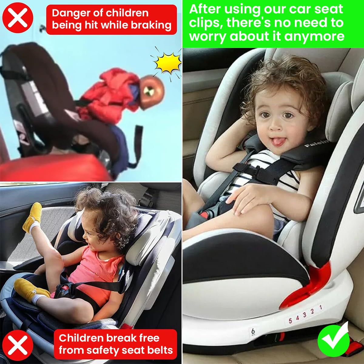 SNOWIE SOFT Safety Buckle Strap for Child Car Seat featuring Quick Release Clips | Secure Chest Harness for Baby Strollers