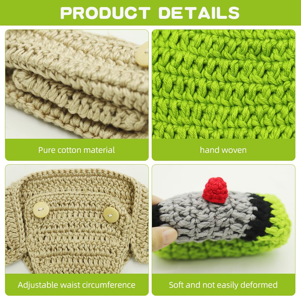 PATPAT Baby Yoda Crochet Costume Set for Newborn Photoshoots with Hat and Lightsaber Toy | Soft Green Yarn Outfit for 0–1 Month Boys