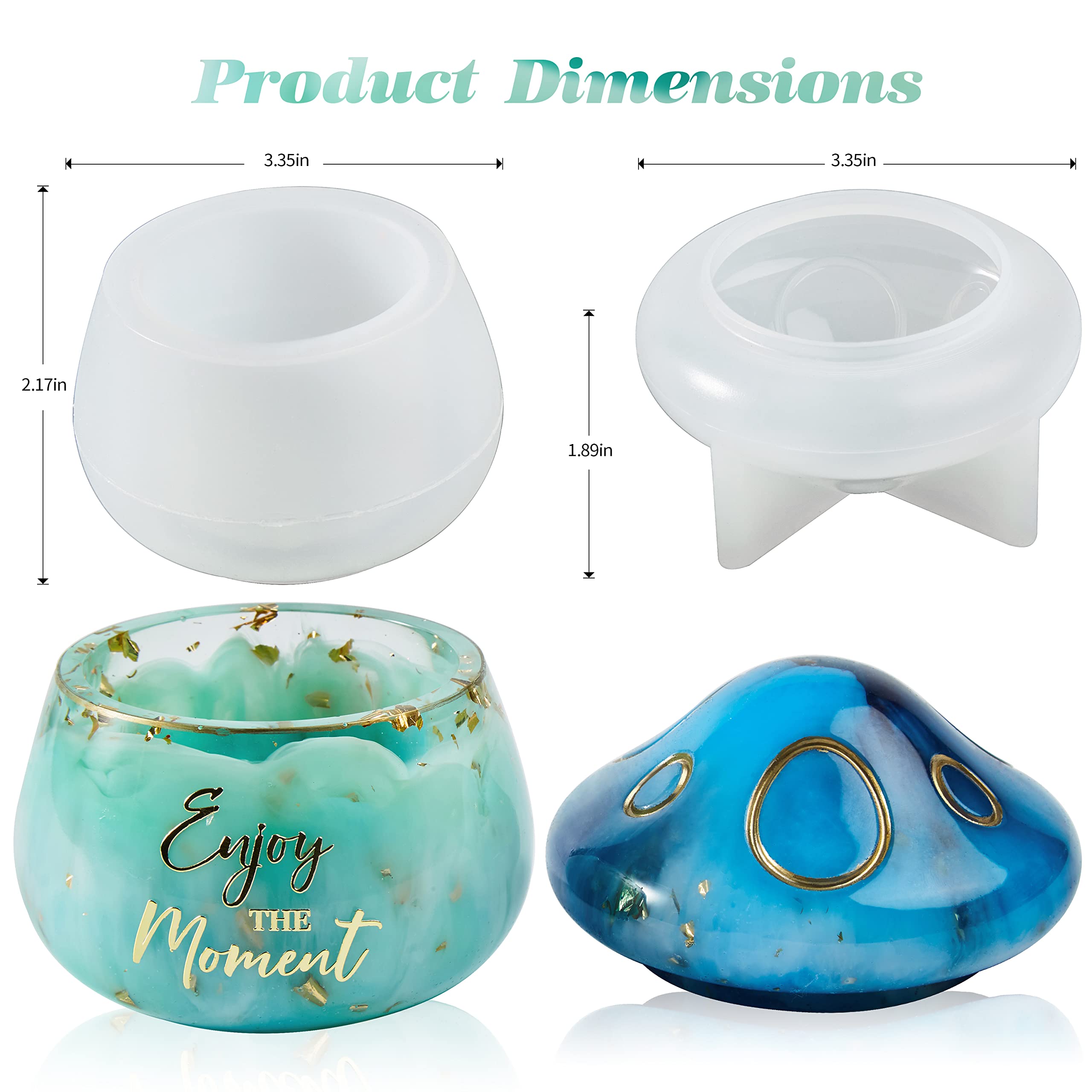 HASTHIP Resin Molds for DIY Epoxy Craft featuring 2 Part Mushroom Jar Design 3PCS | with 3.26×2.16 in Base and 4.17×2.48 in Lid