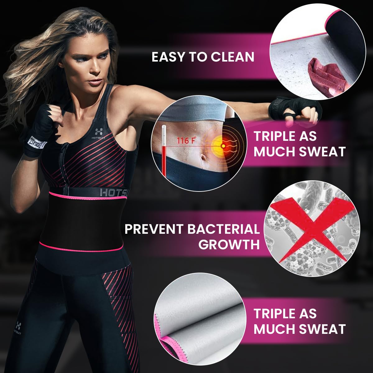 Proberos Adjustable Sweat Belt for Women with Neoprene Core Support | Sauna Effect Fitness