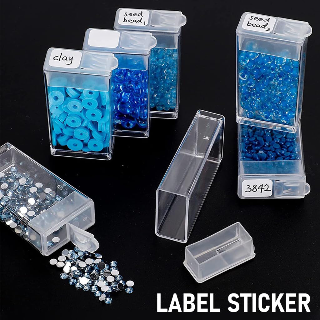 ZIBUYU Diamond Painting Storage Box 64 Slots with 64 Labels Individual Beads for DIY Art Craft Jewelry Beads Organizer Accessories Jewelry, Rhinestones