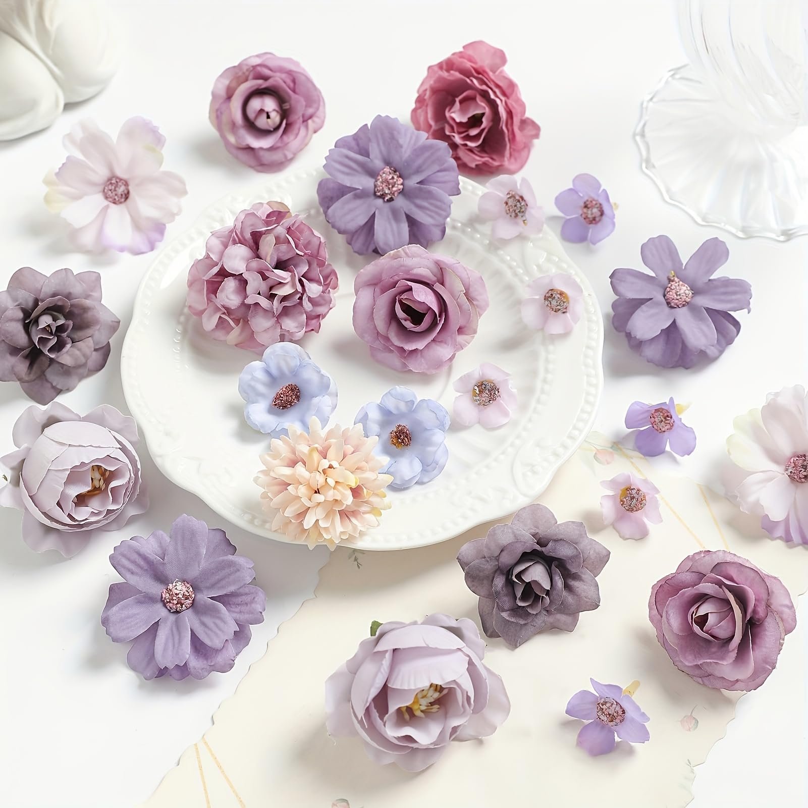 Supvox Artificial Flower Decorations for DIY Crafts featuring 18 Mixed Purple Pieces | Home Décor