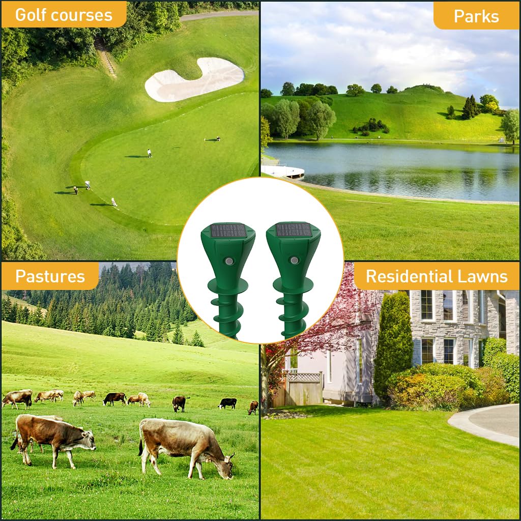 HASTHIP Ultrasonic Pest Repeller for Garden with Solar Power and 3 Frequency Modes | 2 Pcs Set