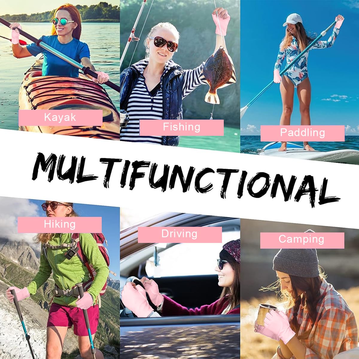 MAYCREATE Anti UV Gloves for Gel Nail Lamp with UPF 50+ Protection and Stretchy Fabric | Pink