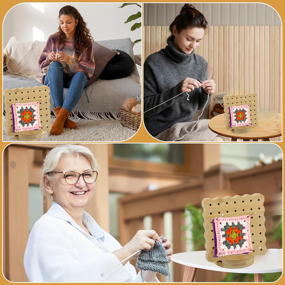 HASTHIP Crochet Blocking Board Set for Granny Squares with 4in Steel Pins and Yarn Needles