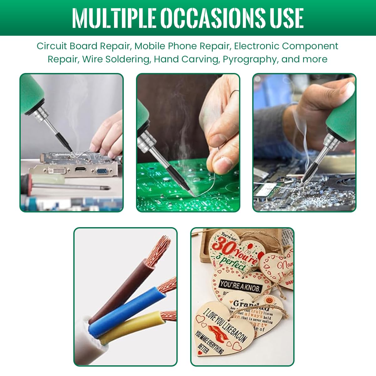 Serplex Cordless Soldering Iron Kit for Electronics Repair with 650mAh USB & 3 Tips | 8s Fast Heat‑up Adjustable 260‑450°C