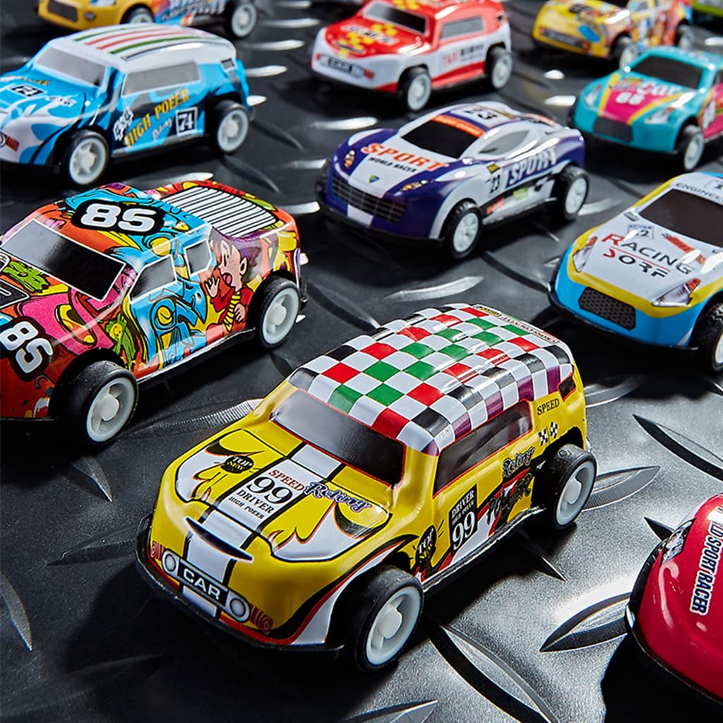 PATPAT Mini F1 Race Car Toy Set for Kids featuring 20pcs Pull Back Alloy Cars with Storage Bucket