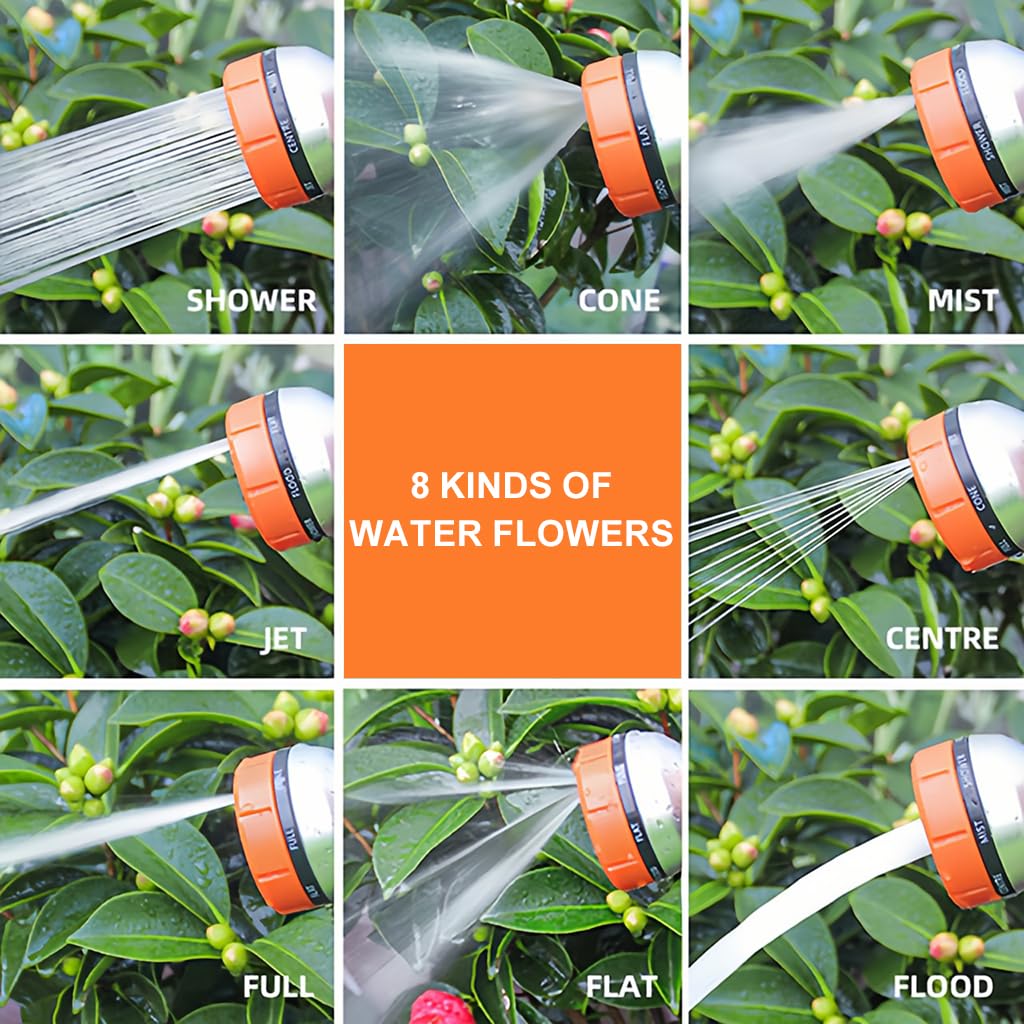 HASTHIP Water Spray Gun for Car Washing with 8 Spray Modes and 180° Flexible Head | Stainless Steel Extended Rod