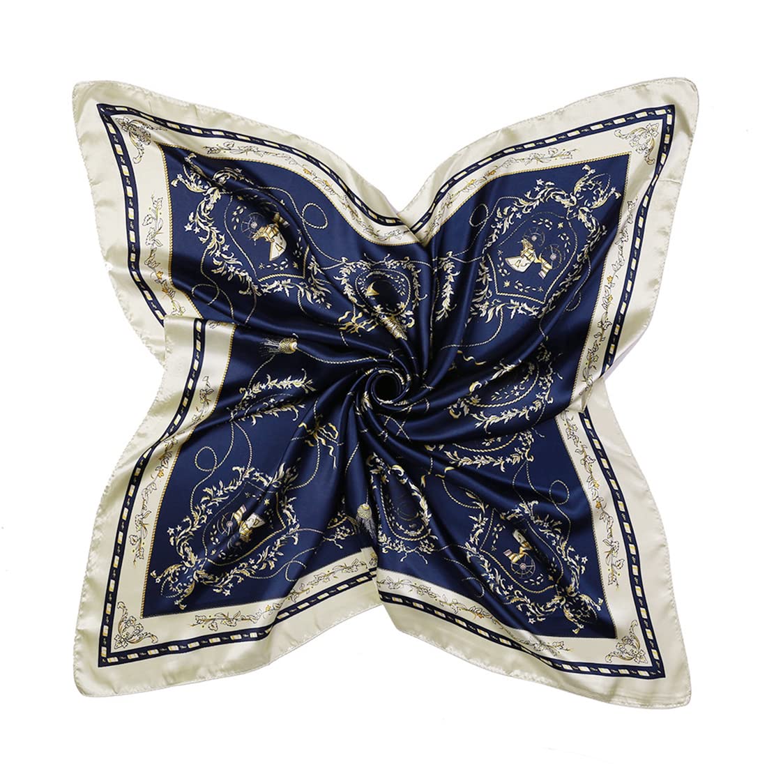 ZIBUYU Head Scarf for Women Satin Square Silk Material Women and Girl Scarf for Medium Size Head Scarf for Women, 35 inch - Blue