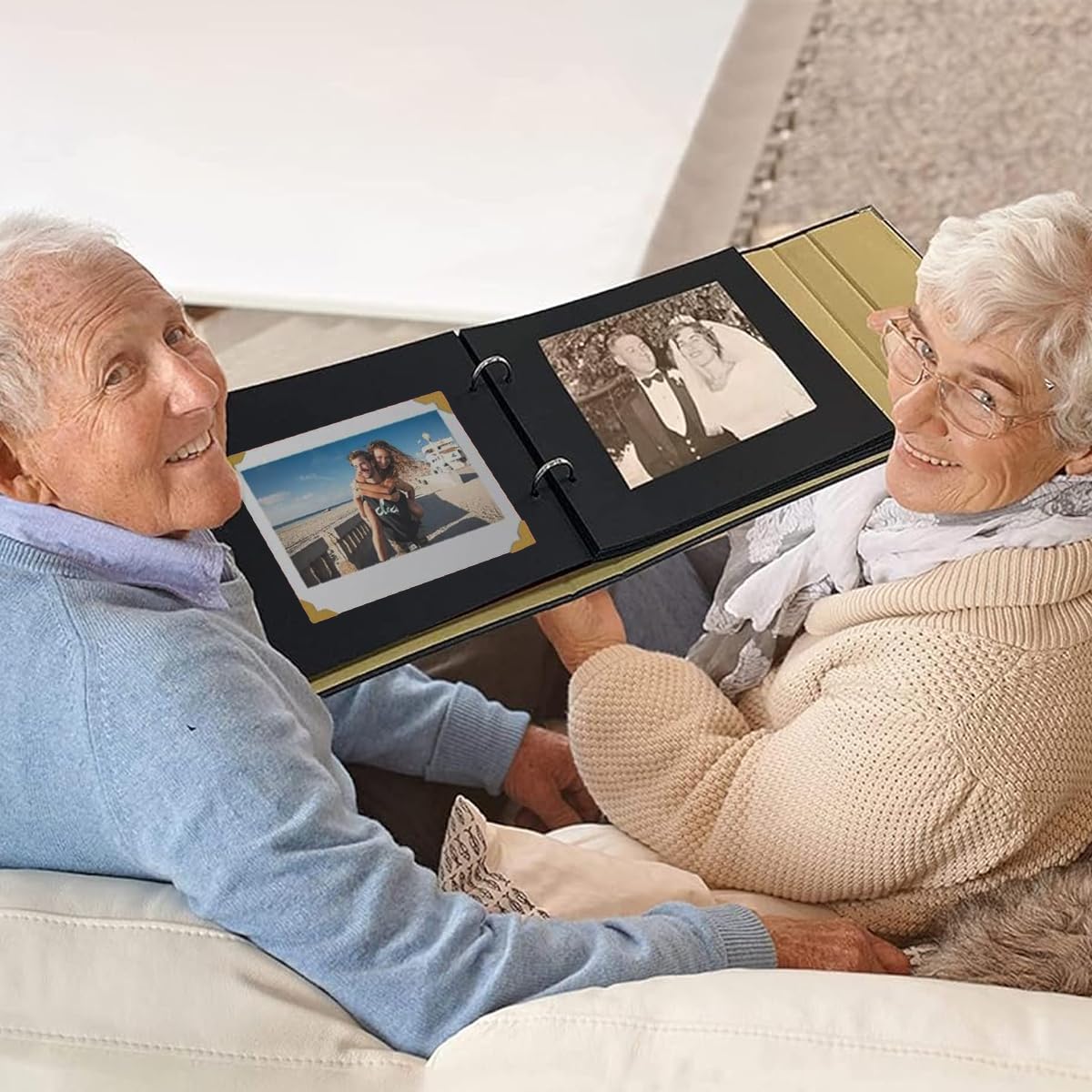 HASTHIP Romantic DIY Scrapbook Album for Weddings and Anniversaries with 30 Black Pages | Heart Shaped Cover Holds 120 7 inch Photos