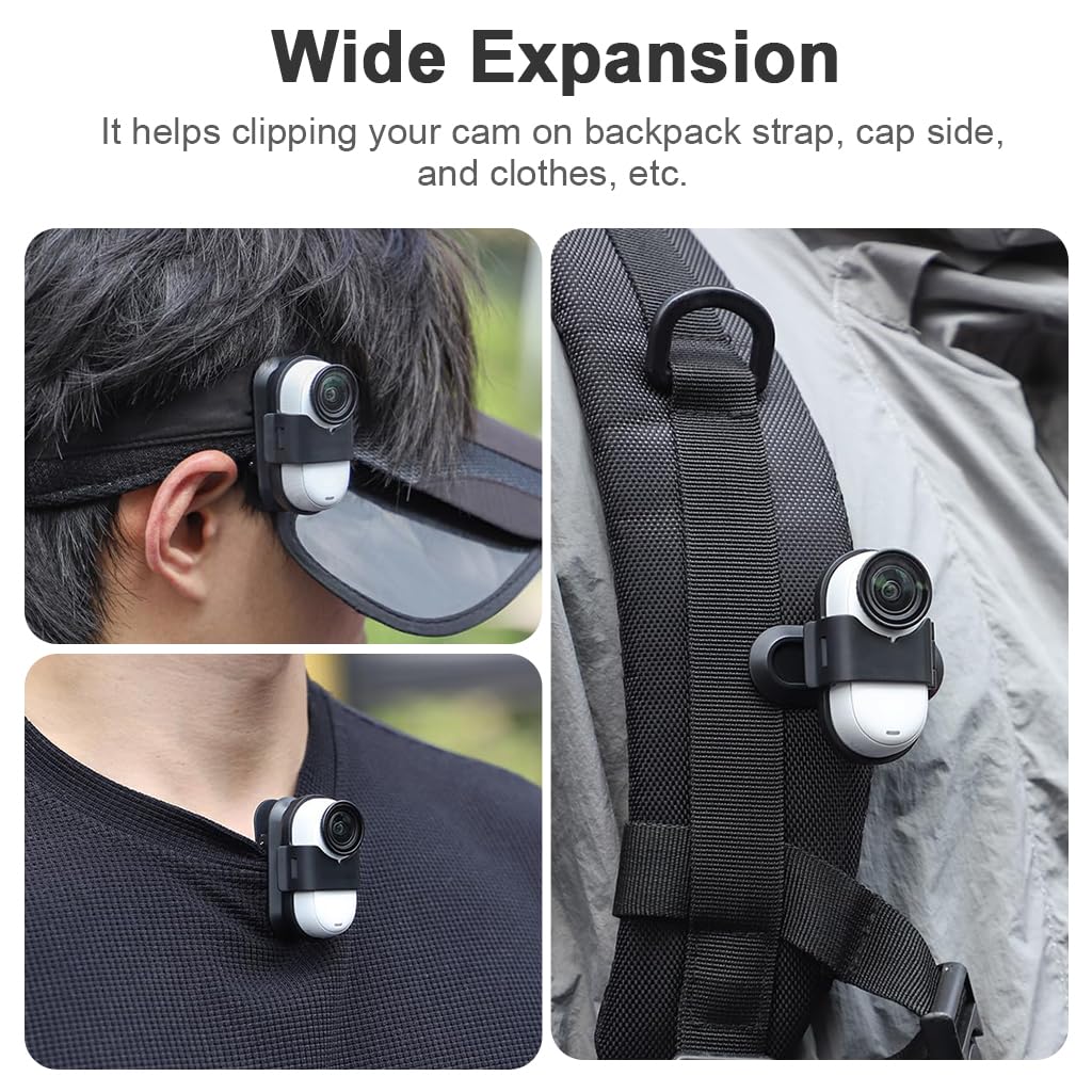 ZORBES Camera Backpack Clip for Insta360 Go 3s featuring 360° rotation and secure quick release mount