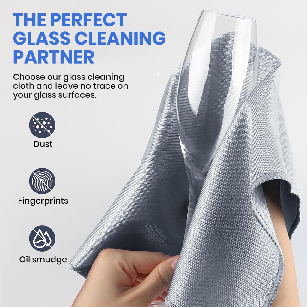 HASTHIP Microfiber Cleaning Cloths for Kitchen and Glass 6 Pcs 40x40cm | Non Abrasive Wet and Dry Use