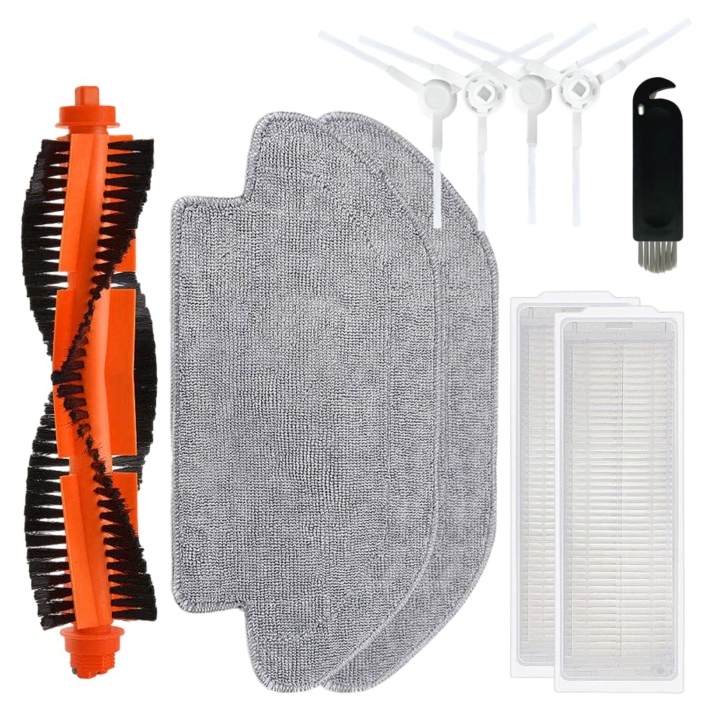 Verilux® Accessories Kit for Mi Robotic Vacuum-Mop P 1 Main Brush, 2 Filters, 4 Bristle Brush, 2 Mop Cloth, 1 Cleaning Brush Replacement Parts Compatible with Mi Robotic Vacuum-Mop P