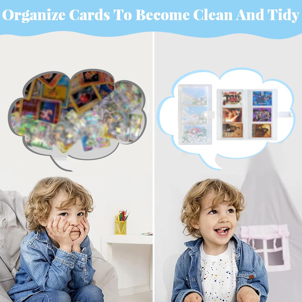 PATPAT Card Holder for Trading Cards with 120 Pockets and Double Sided Transparent Pages | White Organizer