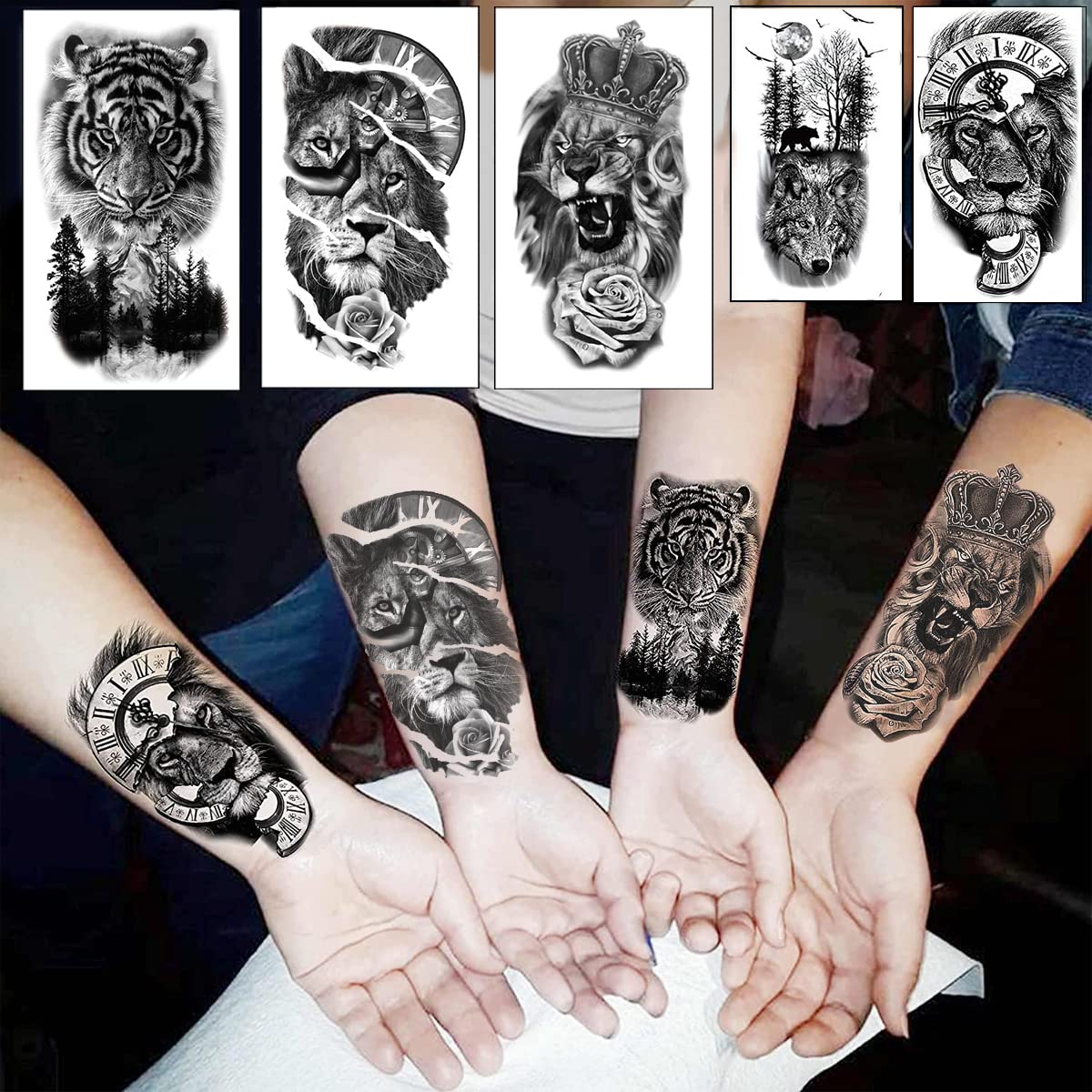 MAYCREATE Temporary Tattoo Stickers for Men with 38 Sheets Waterproof Designs | 114 pcs Assorted Set