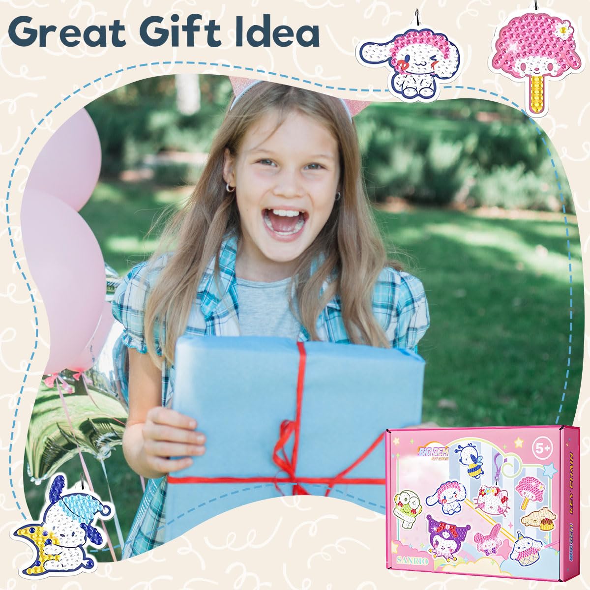 PATPAT DIY Diamond Art Keychain Kit for Kids with 15 Cartoon Designs and Rhinestones | Fun Craft Gift