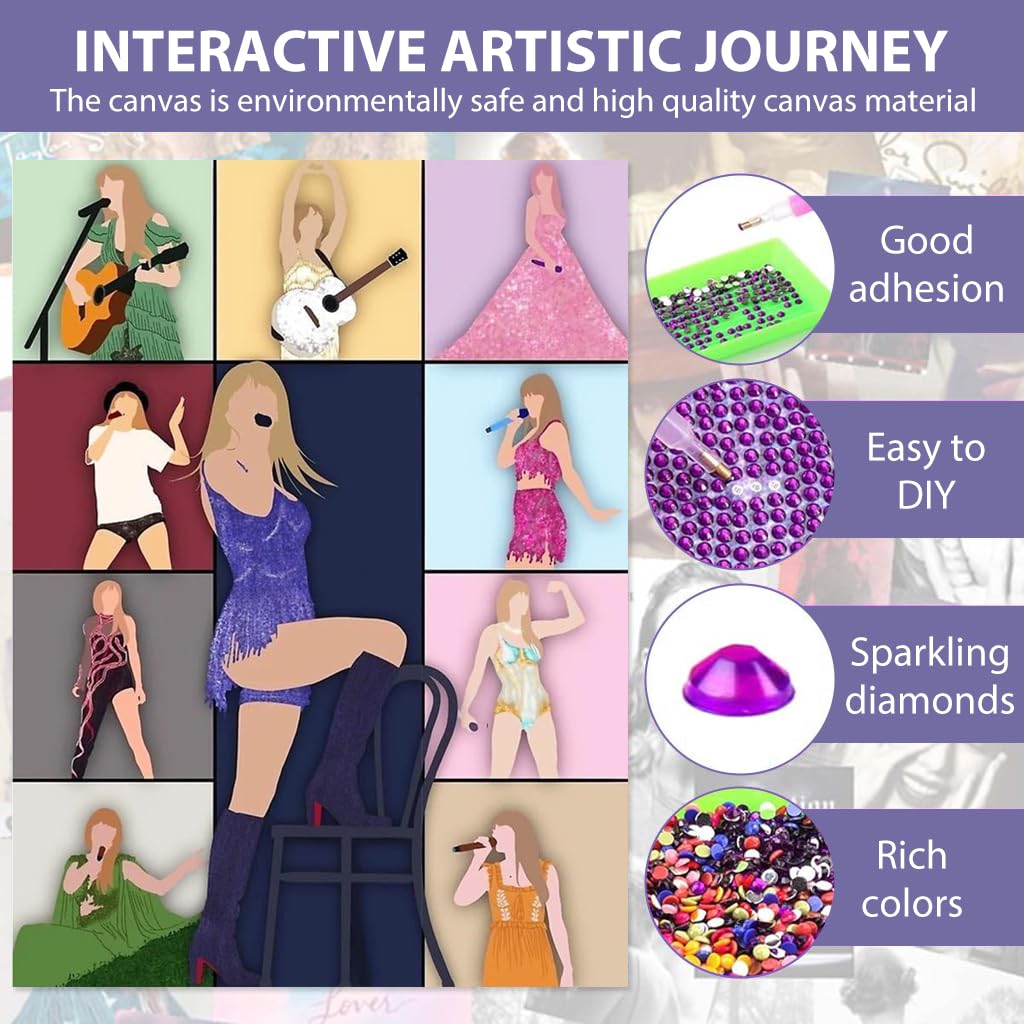 HASTHIP DIY Diamond Painting Kit for Wall Decor with Color Outline Design 11.8x15.7 in | Ideal Gift for Fans