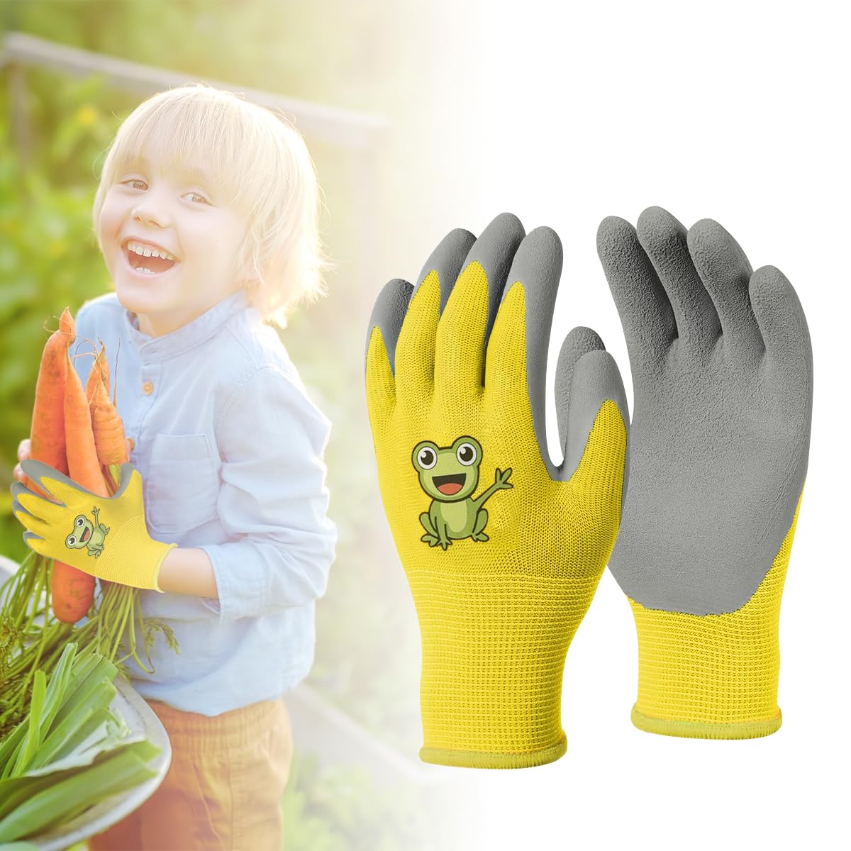 Serplex® Kids Gloves Safety Gardening Gloves Protective Rubber Coated Gardening Gloves Digging Gloves Field Trip Safety Gloves for Hands Protection, Ideal for Kids 5-7 Years Old