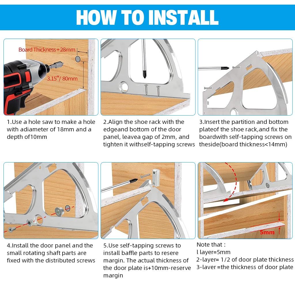 Serplex Cabinet Door Hinges for Flip Down or Tilting Cabinets with Screw Pack | 2Pcs Stainless Steel