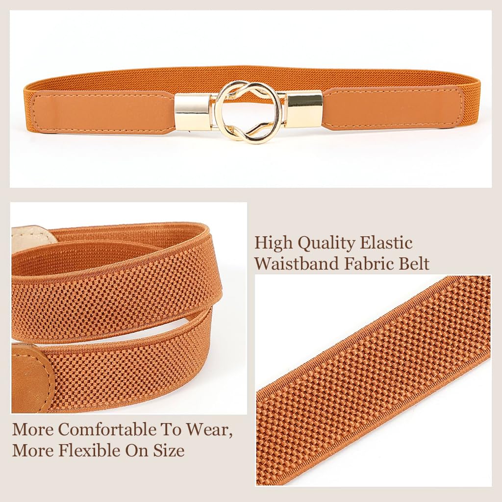 Venzina® Waist Belt for Women Waist Belt Narrow Slim Waist Belt PU Leather Waist Belt Dress Belt Stylish Fashion Casual Women Belt for Blazer, Suit, Dress, Gown (60-80cm, Orange)