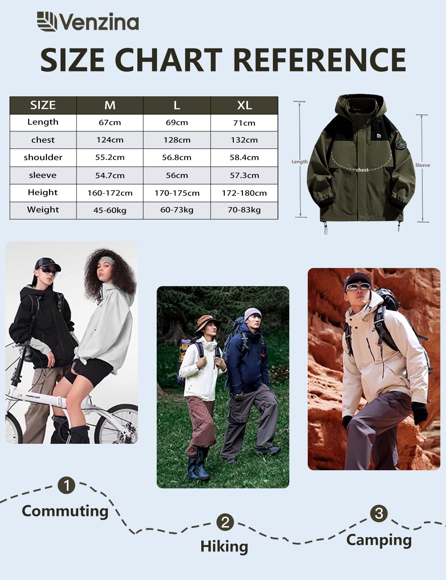 Venzina Men's Modular Tech Wear Jacket for Urban Outdoor Style with Waterproof Windproof Shell and Interchangeable Patches in Army Green