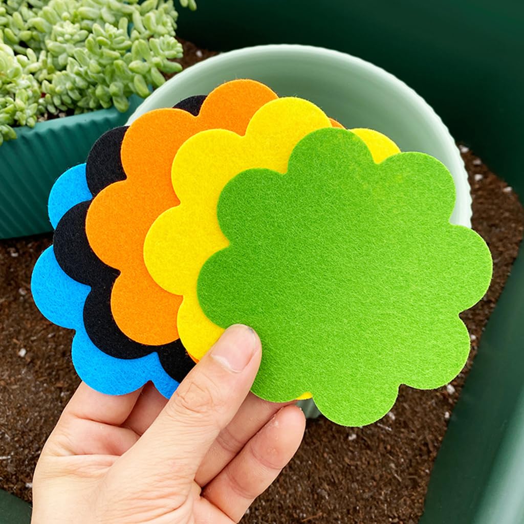 HASTHIP Pot Drainage Barriers for Flower Pots featuring Breathable Fabric 50pcs 2.95in | Colorful Flower-Shaped Liners