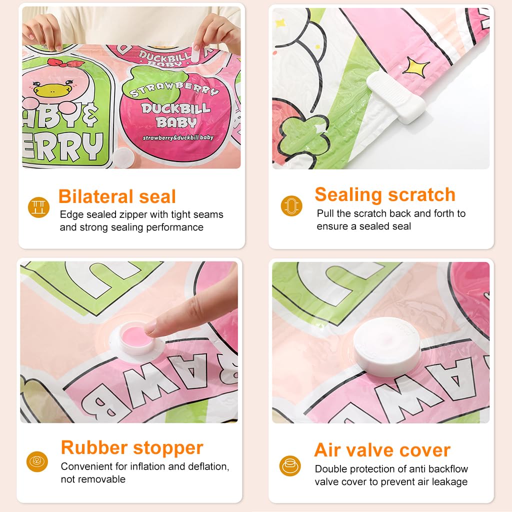 Supvox Vacuum Storage Bags for Clothes and Bedding with Double Seal & Hand Pump 6pcs Set