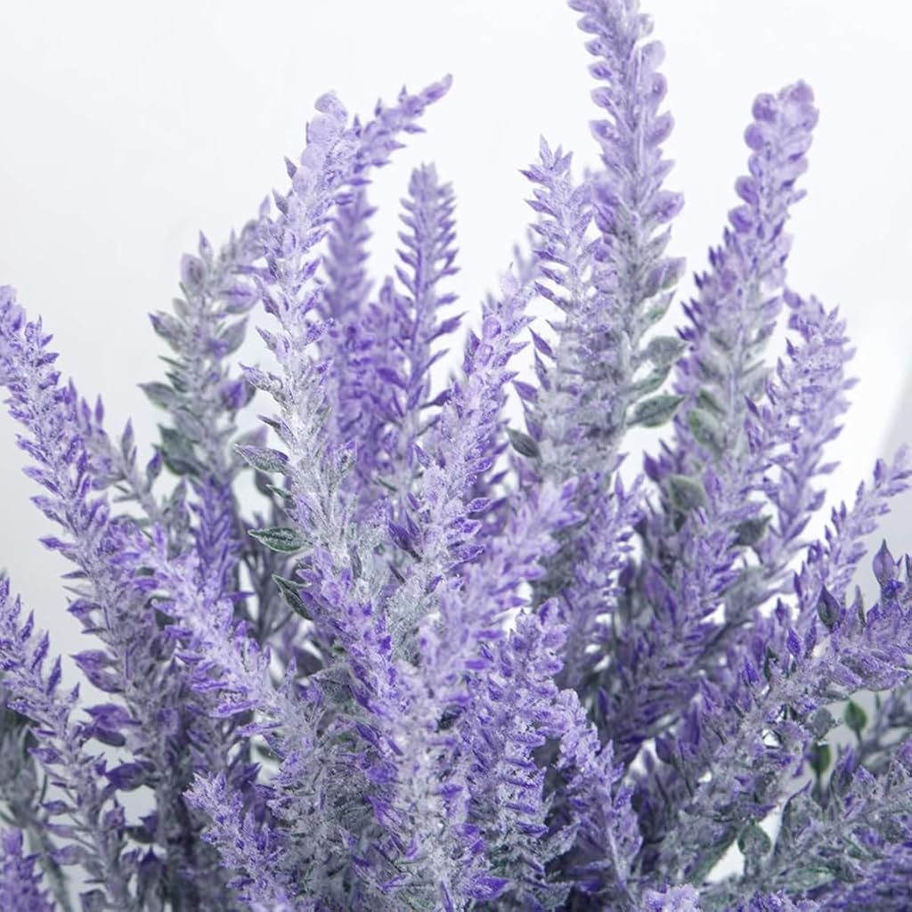 HASTHIP Lifelike Lavender Flower Bundles for Home Decor 14 inches Plastic Realistic Lavender for Vase Decorative Purple Realistic Lavender for Dinning Table Decoration Room Decor, Pack of 4 Bundles