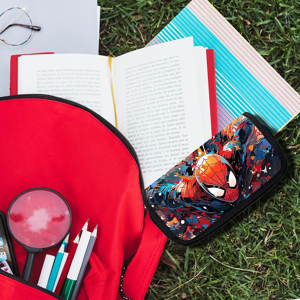 Climberty Spiderman Pencil Case for Students with Double Zipper 22×7.5×13cm Polyester | Red