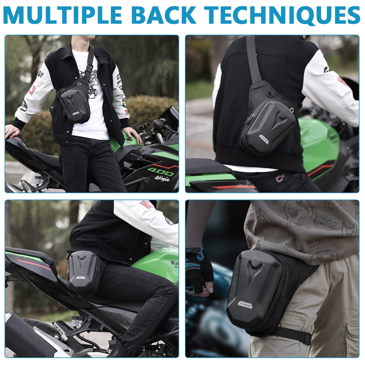 Optifit Motorcycle Waist Bag for Outdoor Riding with 27×8×27 cm Capacity and Quick Release Buckle