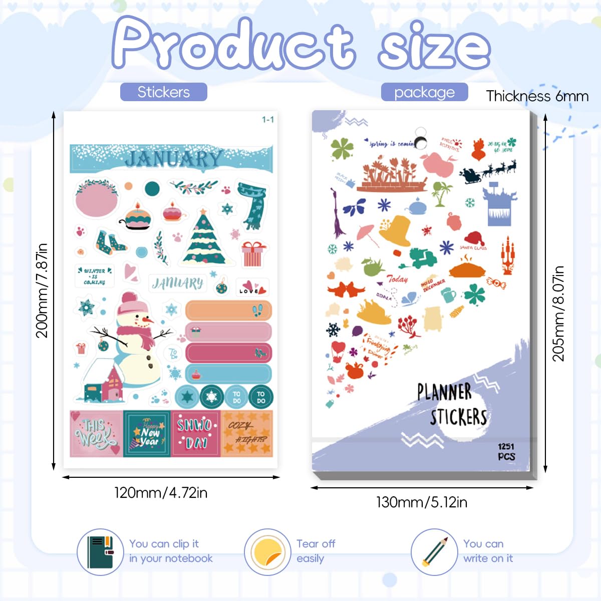 OFIFO Sticker Book for Planners with 28 Sheets and 1250 Stickers | Monthly and Holiday Journal Decor