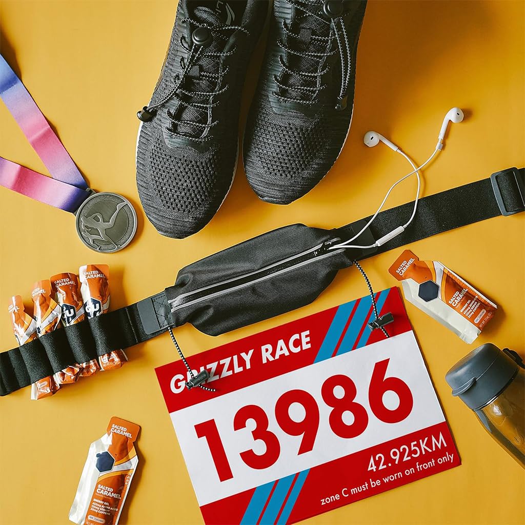 Proberos Running Belt for Marathon and Fitness with Reflective Strips and 9 in Zipper Pouch | Ultralight 70 g Sweatproof Waist Bag