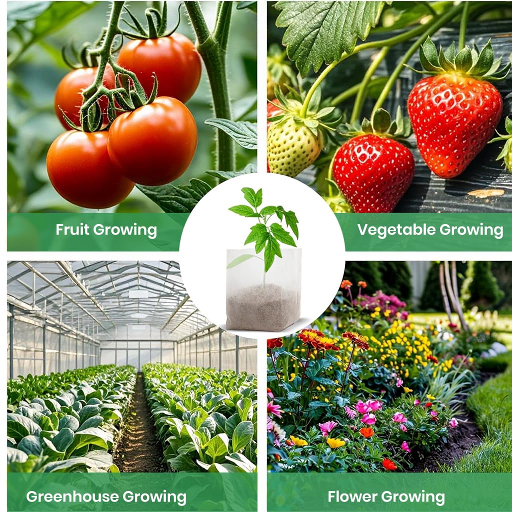 HASTHIP Seedling Bags for Germination and Transplanting 100 Pack 13x18cm | Degradable Non‑Woven Fabric